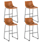 Pack 4 Taburetes bar Burgos de cuero y metal industrial 65 cm - Miniatura 1