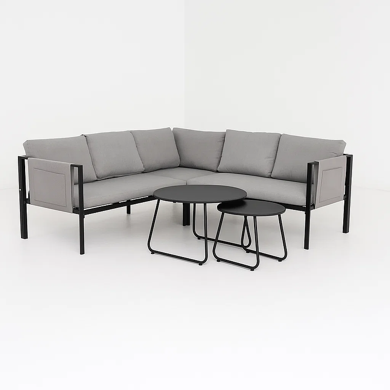 Set Juego de Terraza Grey Black | Sofás Esquineros + 2 Mesas de Centro 2