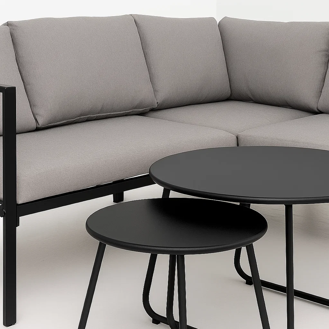 Set Juego de Terraza Grey Black | Sofás Esquineros + 2 Mesas de Centro 3