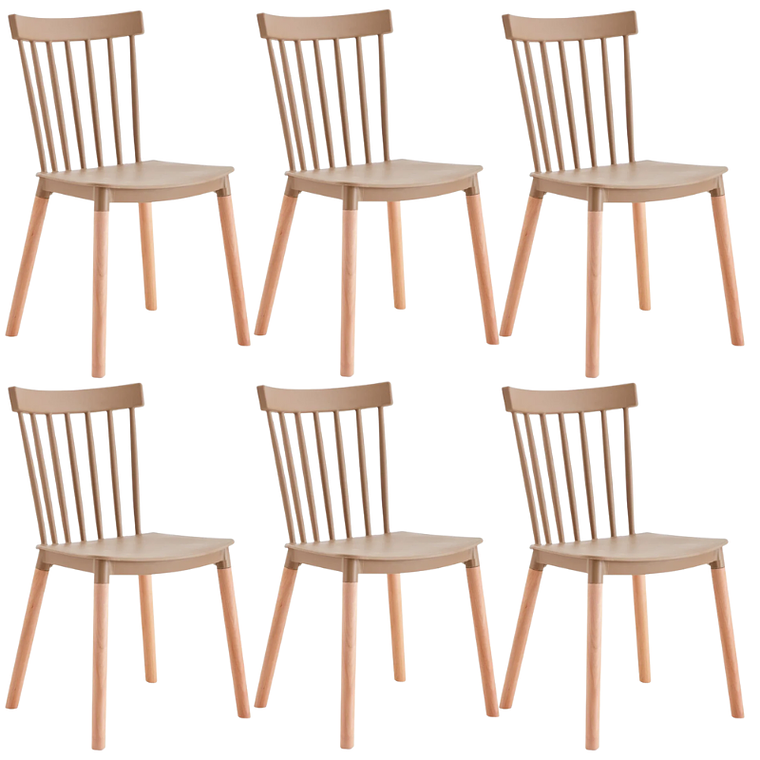 Comedor Valencia rectangular vidro 130x80 cm con 6 Sillas Windsor 6