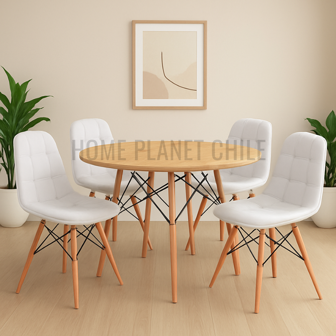 Comedor Beirut redondo madera 120 cm con 4 Sillas Buckle 3