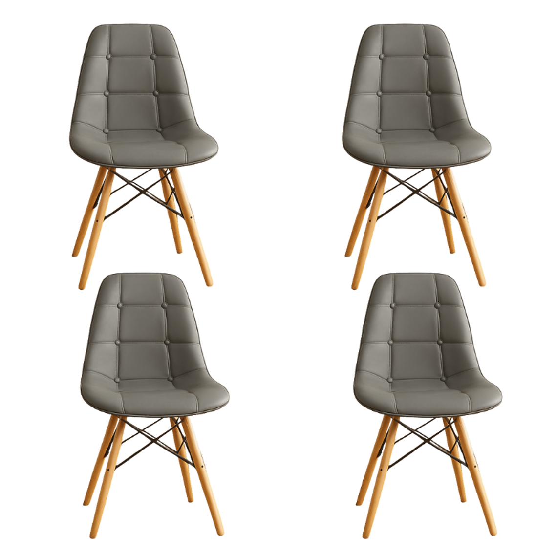 Comedor Luanda redondo vidrio 80 cm con 4 Sillas Buckle  4