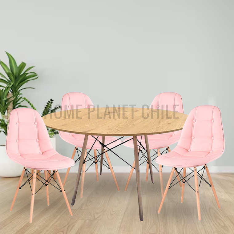 Comedor Beirut redondo madera 120 cm con 4 Sillas Buckle 6