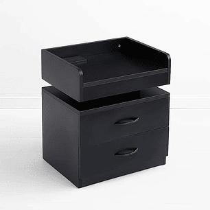 Velador Raso - Negro con Estación de Carga Integrada (2 Enchufes + 2 USB)