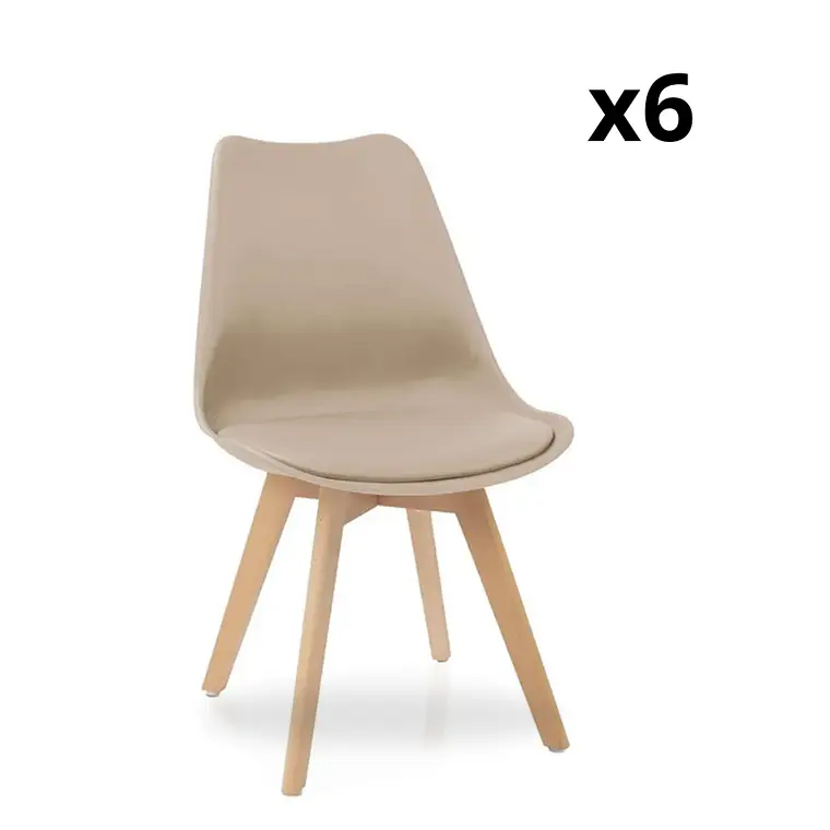Comedor Denver redondo negro 120 cm con 6 Sillas Tulip 10