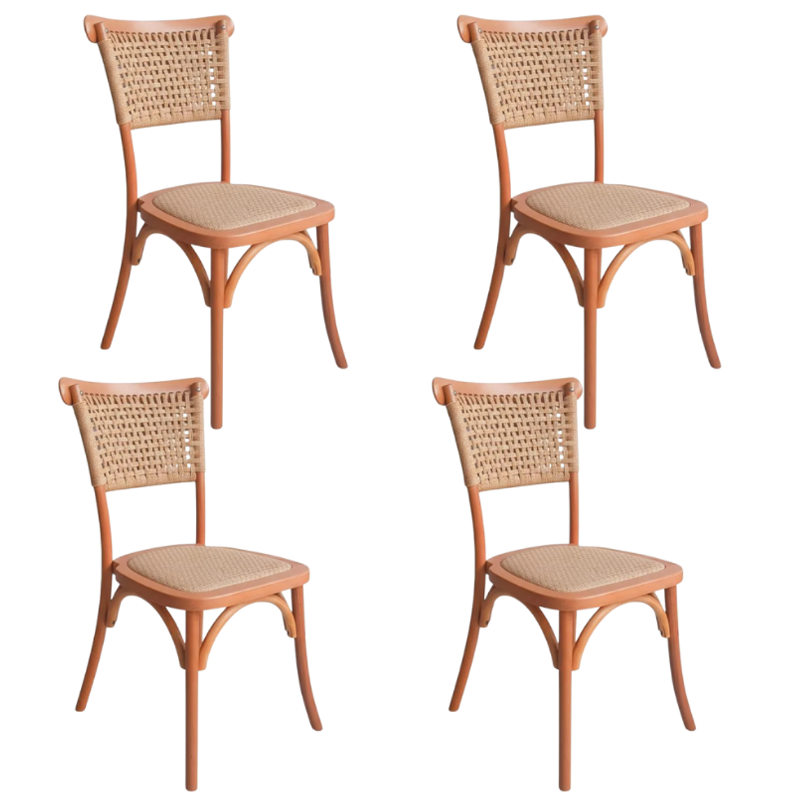 Pack 4 Sillas Sisal Madera Rattan Natural 1