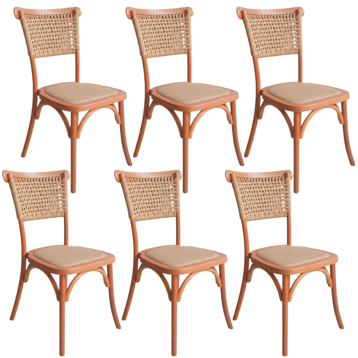 Pack 6 Sillas Sisal Madera Rattan Natural 1