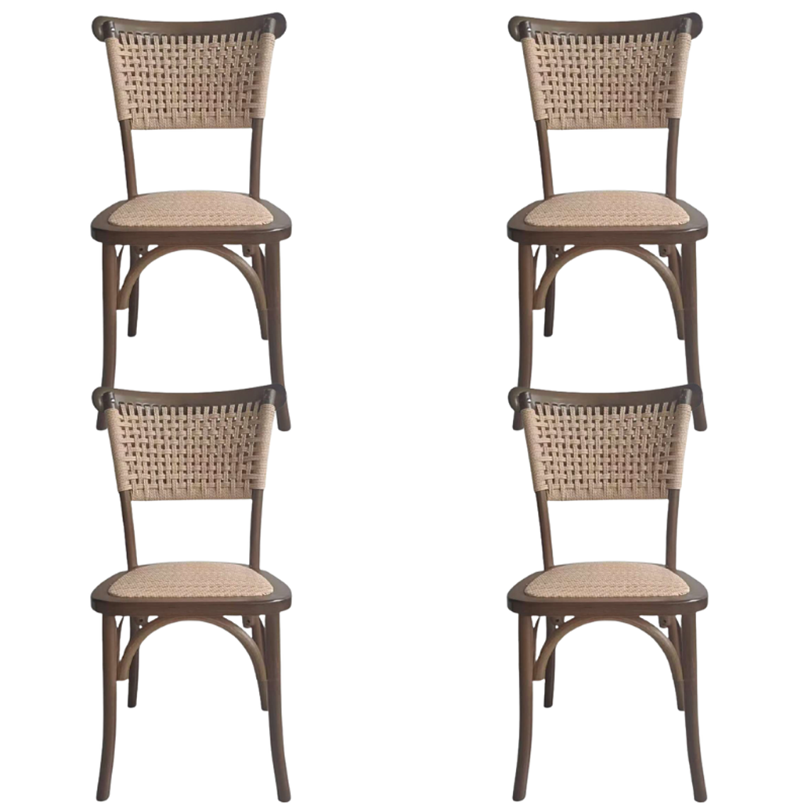 Pack 4 Sillas Sisal Madera Rattan Walnut 1