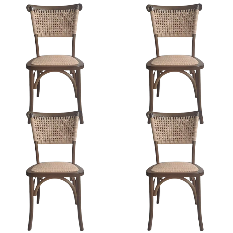 Pack 4 Sillas Sisal Madera Rattan Walnut 1