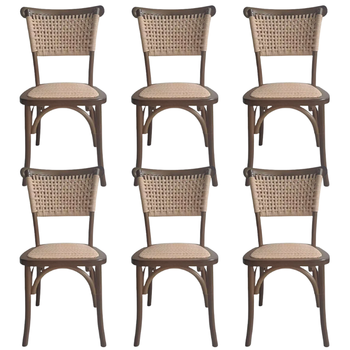 Pack 6 Sillas Sisal Madera Rattan Walnut 1