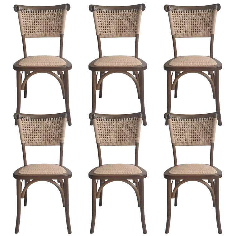 Pack 6 Sillas Sisal Madera Rattan Walnut 1