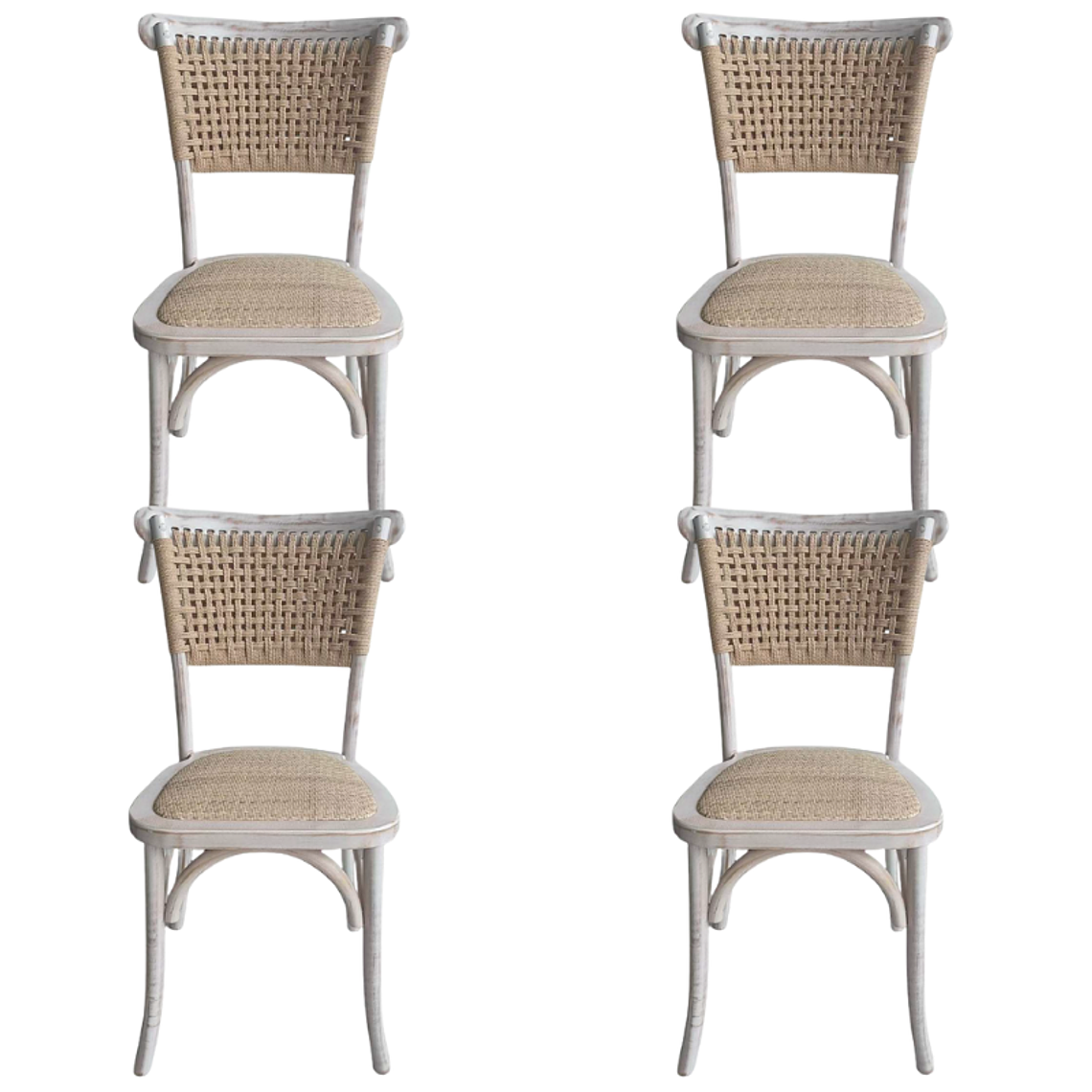 Pack 4 Sillas Sisal Madera Rattan Antique 1