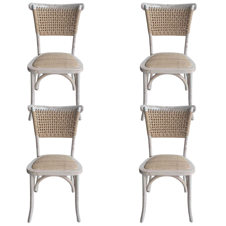 Pack 4 Sillas Sisal Madera Rattan Antique 1