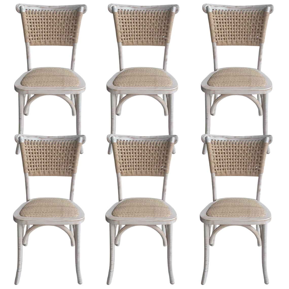 Pack 6 Sillas Sisal Madera Rattan Antique 1