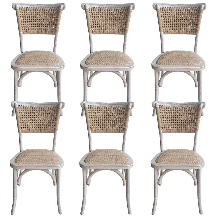 Pack 6 Sillas Sisal Madera Rattan Antique 1