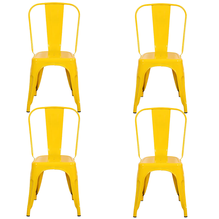 Comedor Corinto redondo blanco 100 cm con 4 Sillas Tolix 8