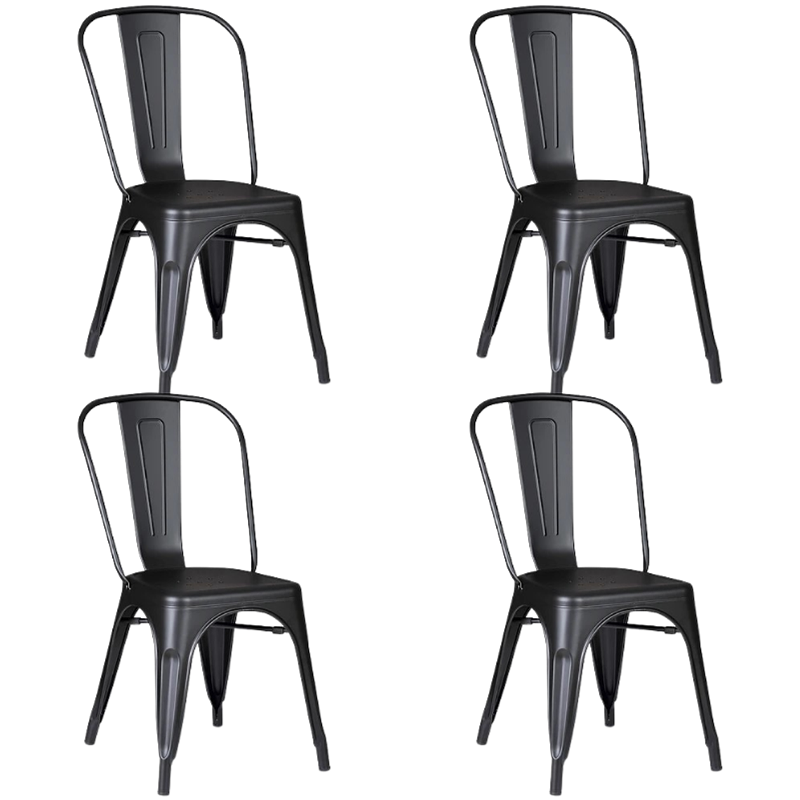 Comedor Corinto redondo blanco 100 cm con 4 Sillas Tolix 4