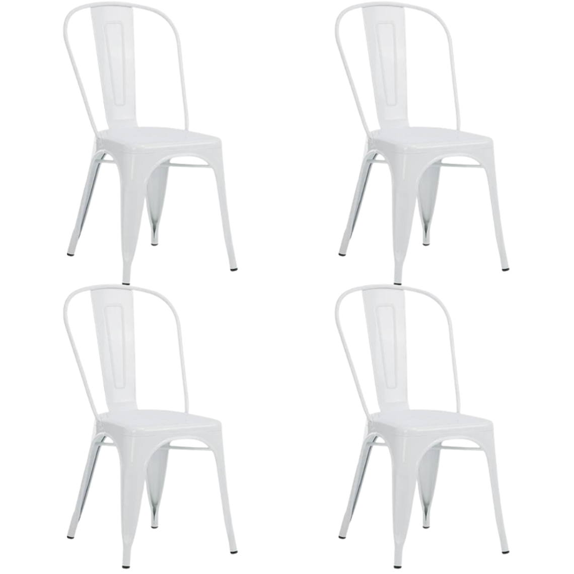 Comedor Corinto redondo blanco 100 cm con 4 Sillas Tolix 5