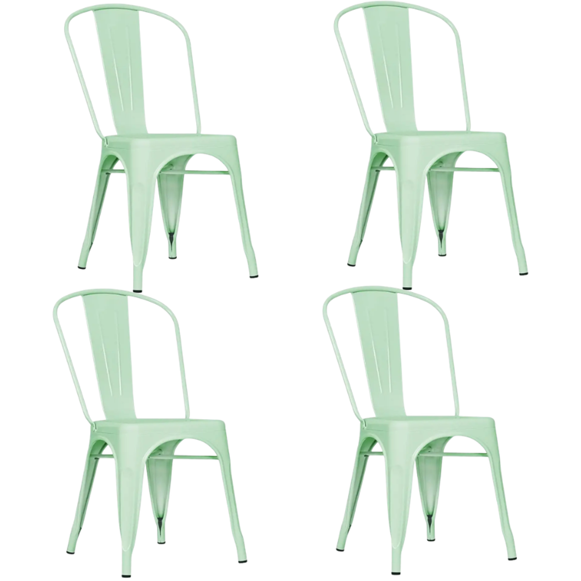 Comedor Corinto redondo blanco 100 cm con 4 Sillas Tolix 6