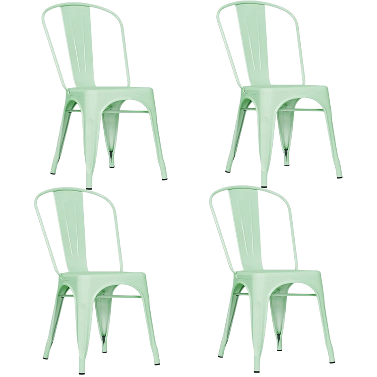 Comedor Corinto redondo blanco 100 cm con 4 Sillas Tolix 6