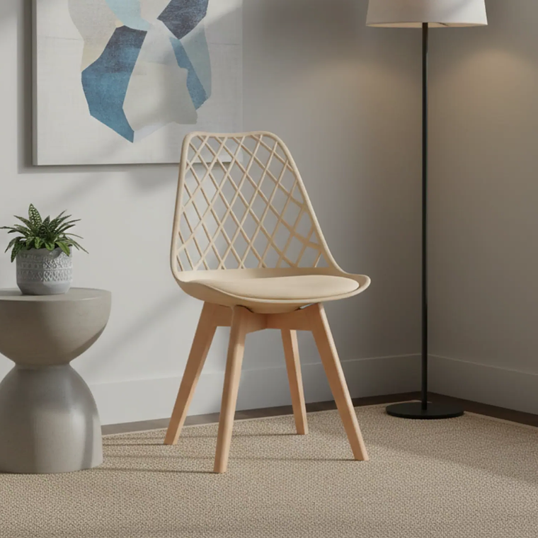 Comedor Catania rectangular vidrio 130x80 cm con 4 Sillas Tulip Mesh 13