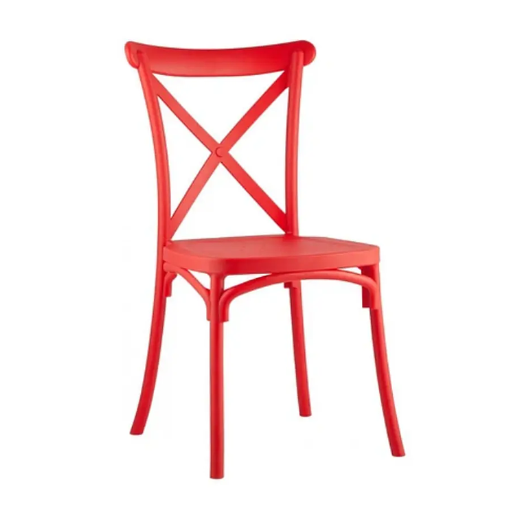 Comedor Turín redondo vidrio 80 cm con 4 Sillas Crossback Danubio 6