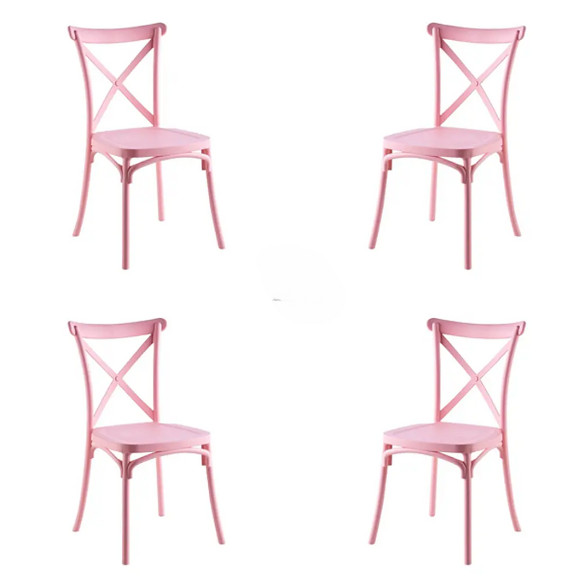 Comedor Turín redondo vidrio 80 cm con 4 Sillas Crossback Danubio 7