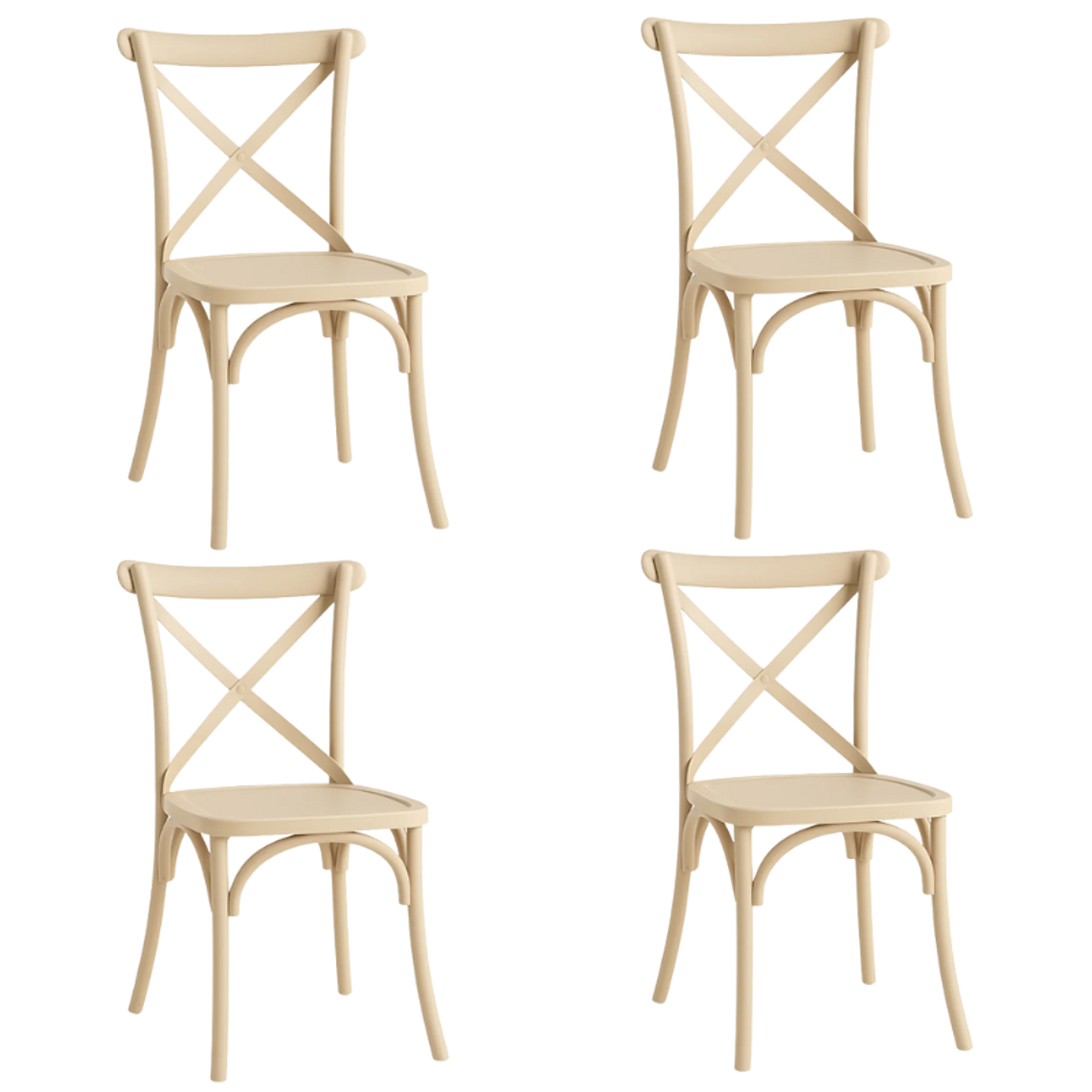 Comedor Turín redondo vidrio 80 cm con 4 Sillas Crossback Danubio 11