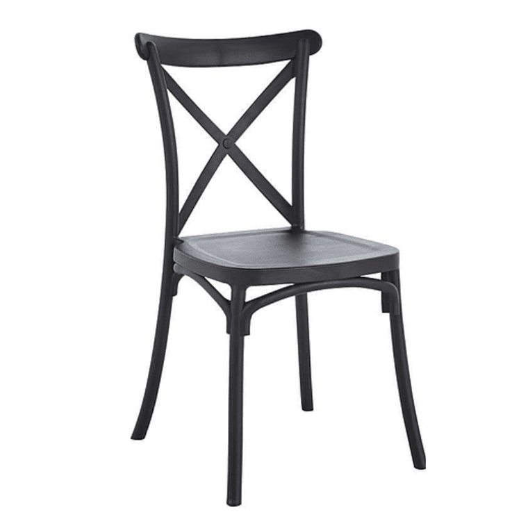 Comedor Turín redondo vidrio 100 cm con 4 Sillas Crossback Danubio  3