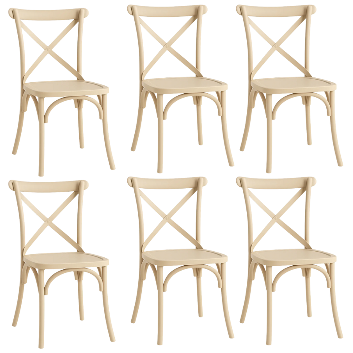 Comedor Turín redondo vidrio 100 cm con 6 Sillas Crossback Danubio 10