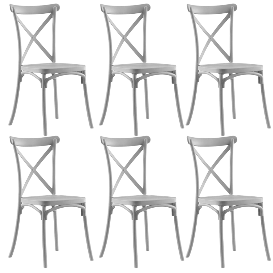 Comedor Turín redondo vidrio 120 cm con 6 Sillas Crossback Danubio 3