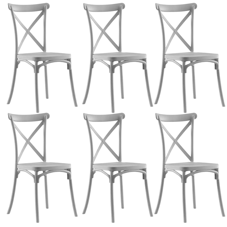 Comedor Turín redondo vidrio 120 cm con 6 Sillas Crossback Danubio 3