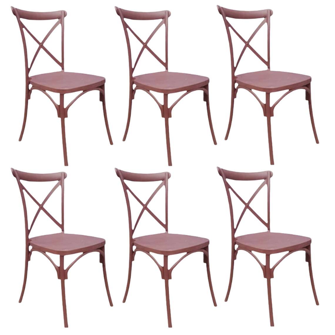 Comedor Turín redondo vidrio 120 cm con 6 Sillas Crossback Danubio 4