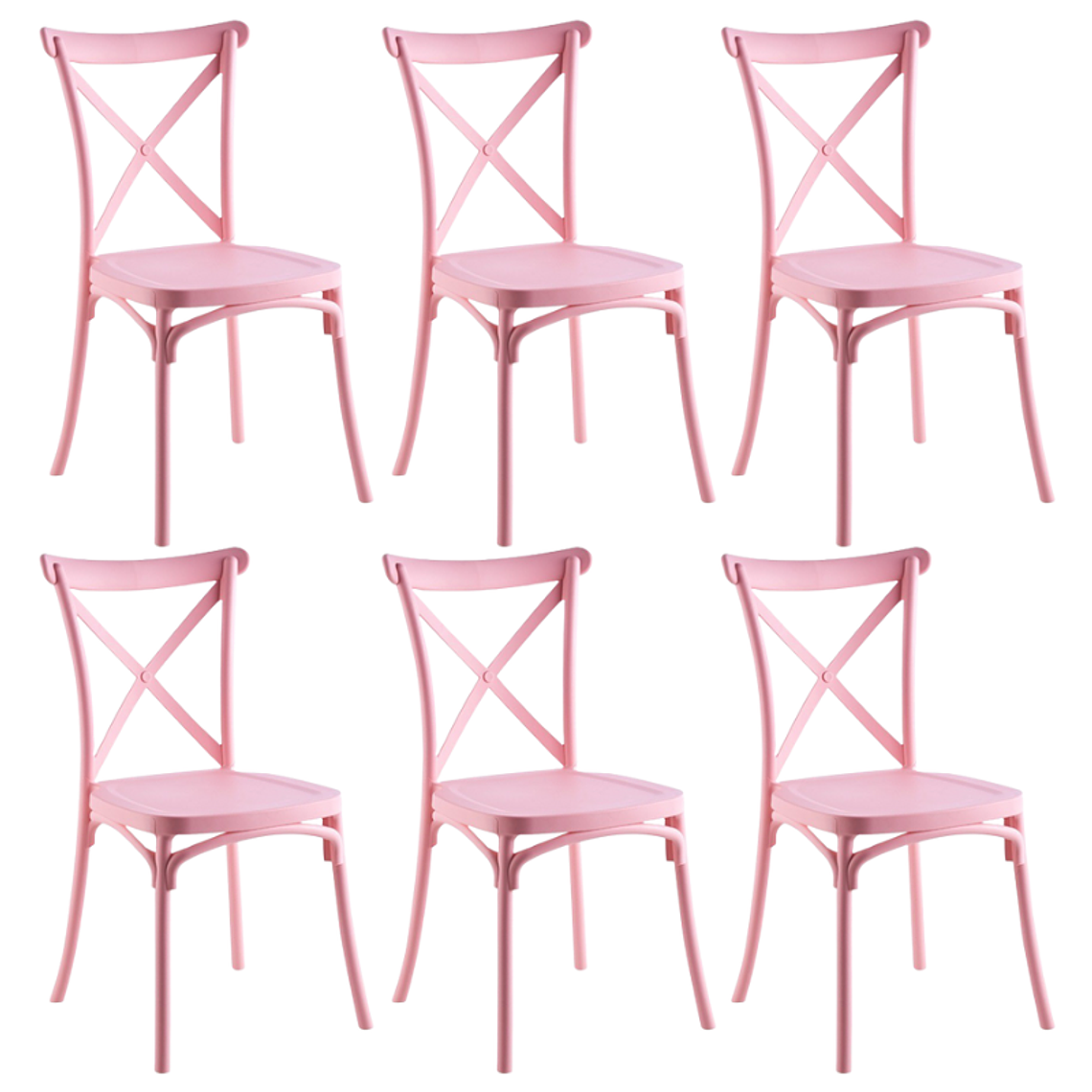 Comedor Turín redondo vidrio 120 cm con 6 Sillas Crossback Danubio 7