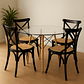 Comedor Konya redondo vidrio 80 cm con 4 Silla Crossback Danubio madera rattan - Miniatura 1