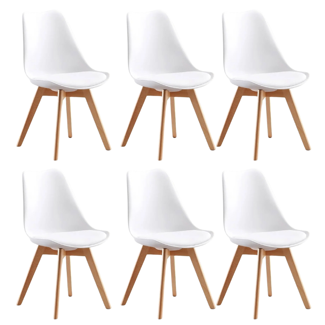 Comedor York madera 120 cm l Base Negra con 6 Sillas Tulip 2