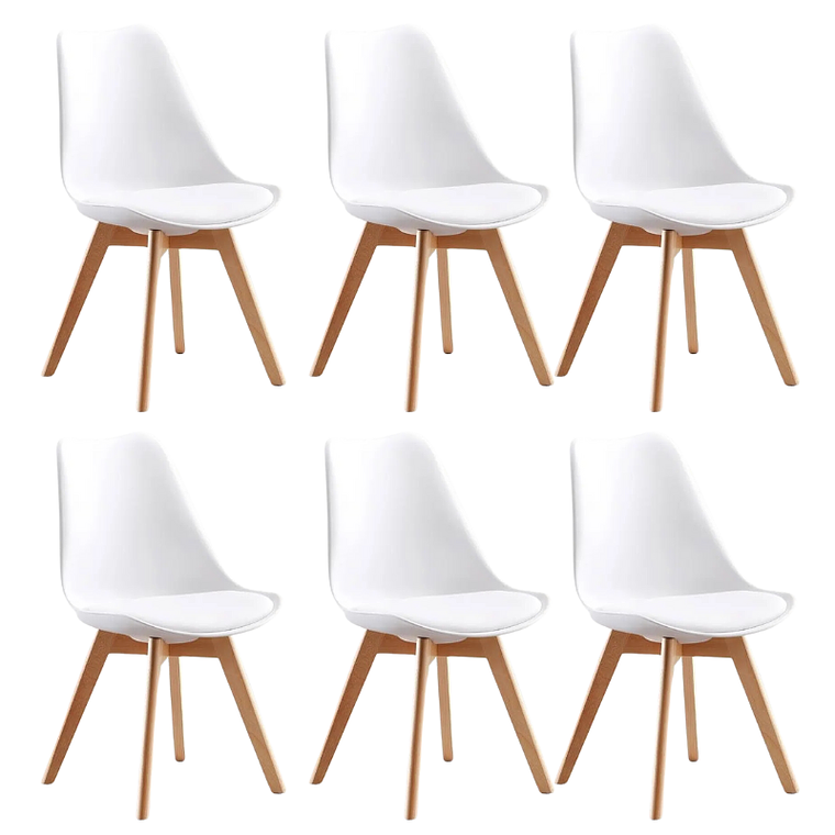 Comedor York madera 120 cm l Base Negra con 6 Sillas Tulip 2