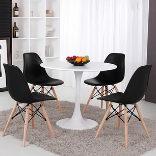Comedor Mesa Tulip redondo blanco 80 cm con 4 Sillas Eames