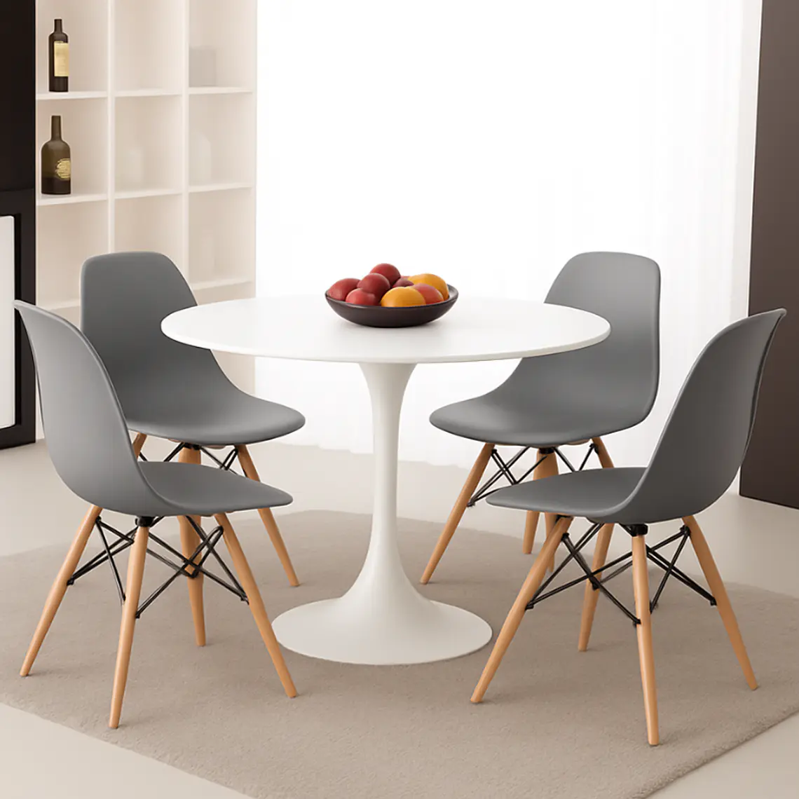 Comedor Siena redondo negro 80 cm con 4 Sillas Eames 3