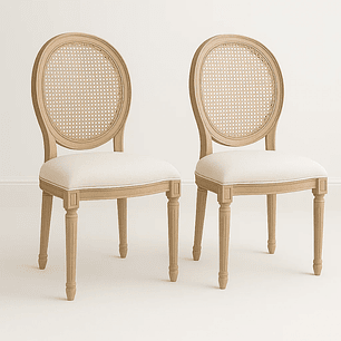 Pack de 4 Sillas de Comedor Madera Acolchada Luis XV