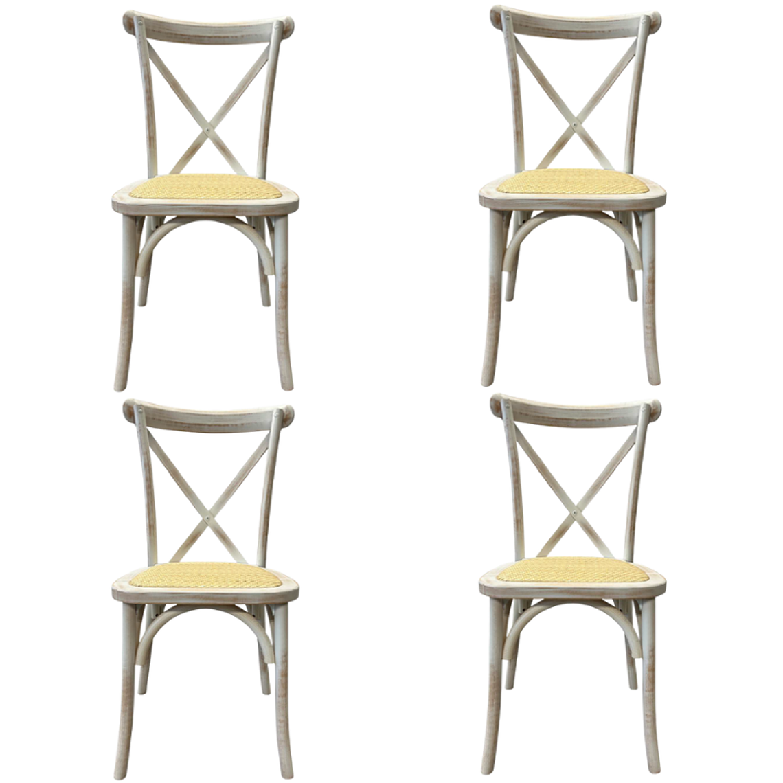 Comedor Dakota redonda vidrio 120 cm con 4 Sillas Crossback Danubio Madera 7