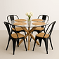 Comedor Fenix Wood redondo vidrio 100 cm con 4 Sillas Tolix asiento madera - Miniatura 1