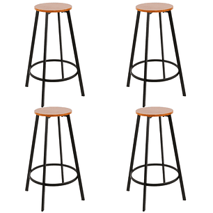 Pack 4 Taburetes Piso de Bar Industrial Elipse 