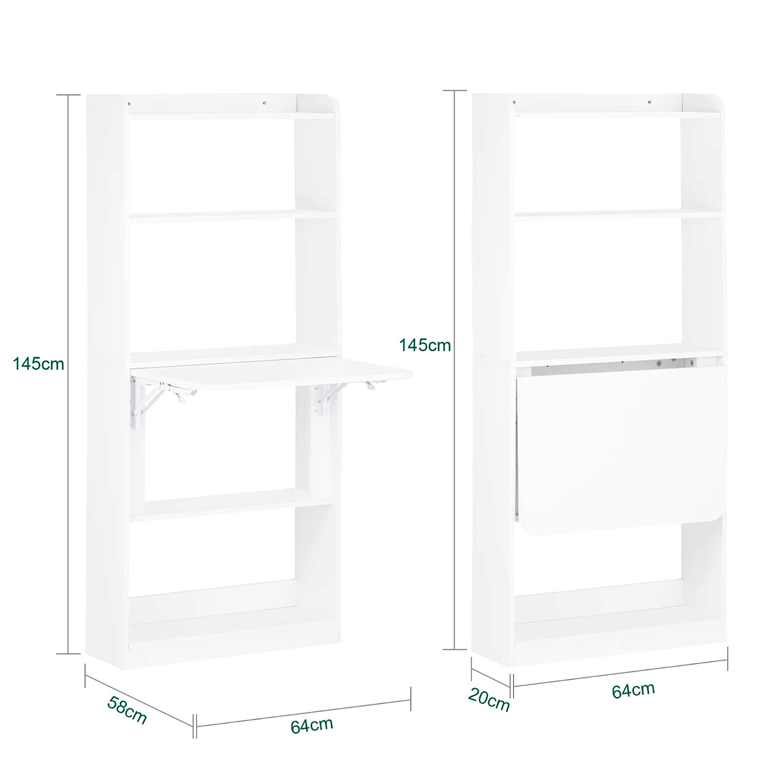 Estantería con Escritorio Plegable Compacto - Blanco 9