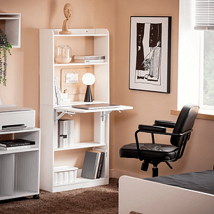 Estantería con Escritorio Plegable Compacto - Blanco