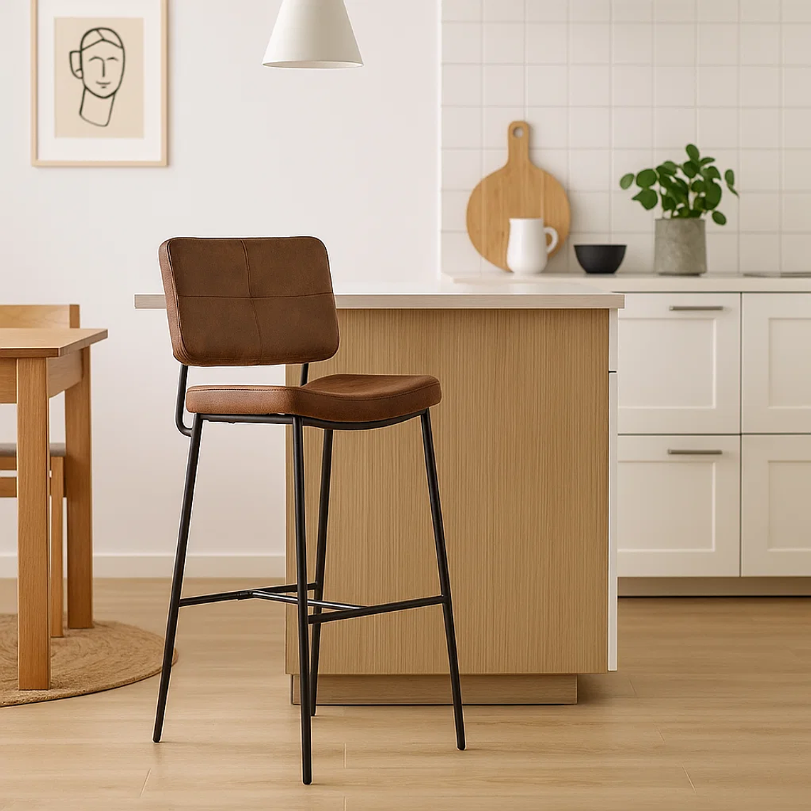 Taburete Yonkers Café Vintage con Patas Metálicas Negras 2