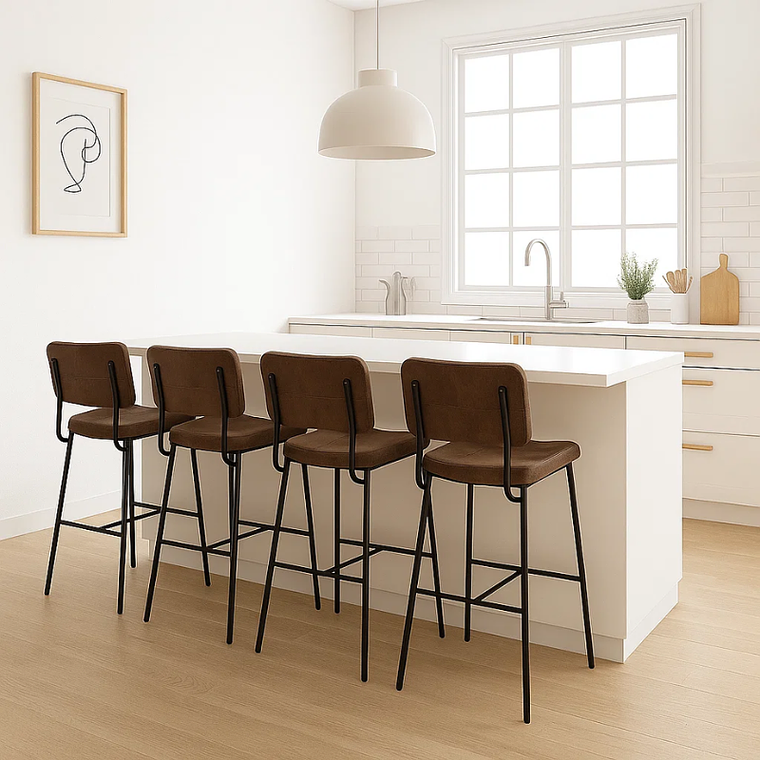 Pack 4 Taburetes Yonkers Café Vintage con Patas Metálicas Negras 3