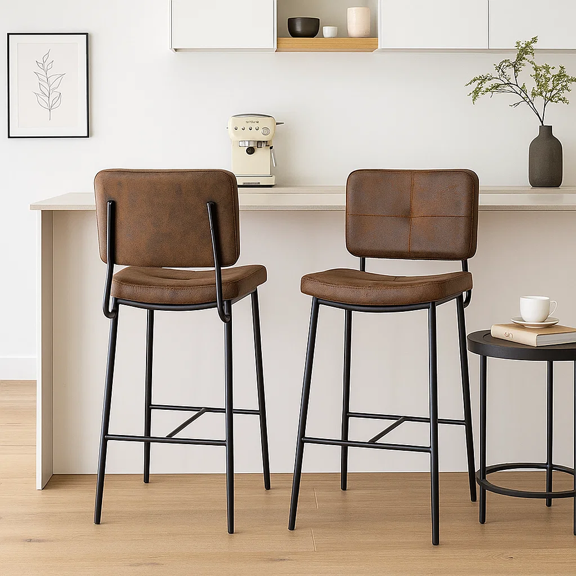 Pack 2 Taburetes Yonkers Café Vintage con Patas Metálicas Negras 1