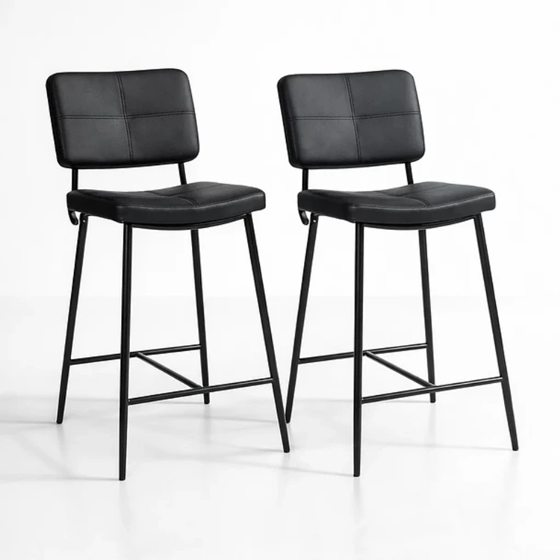 Pack 2 Taburetes Yonkers Negros con Patas Metálicas Negras 2