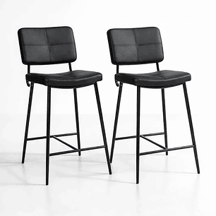Pack 2 Taburetes Yonkers Negros con Patas Metálicas Negras